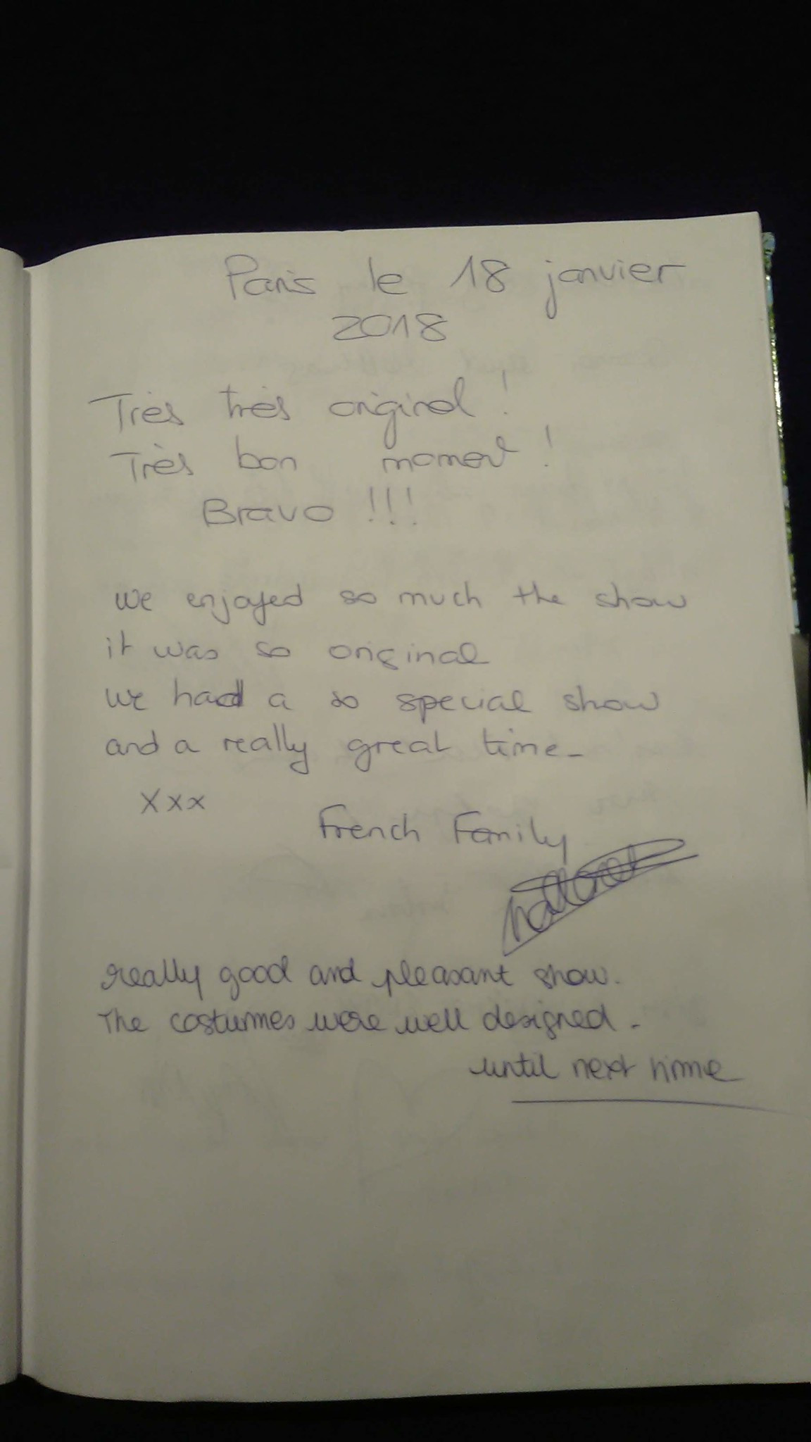 Black light theatre guestbook